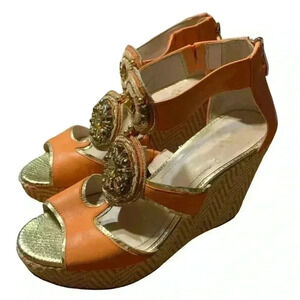 VINCE CAMUTO Peach Women’s Size 6 Heeled Sandal Webbed Shoes